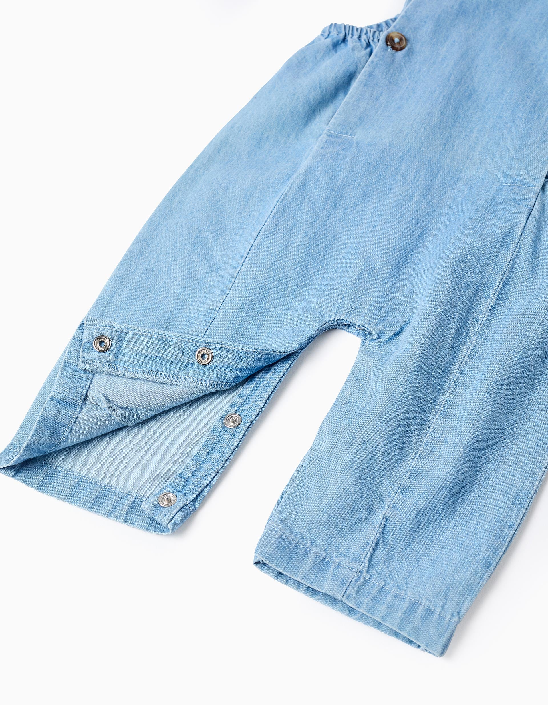 Combinaison en jean avec élastique pour nouveau-né, bleu clair