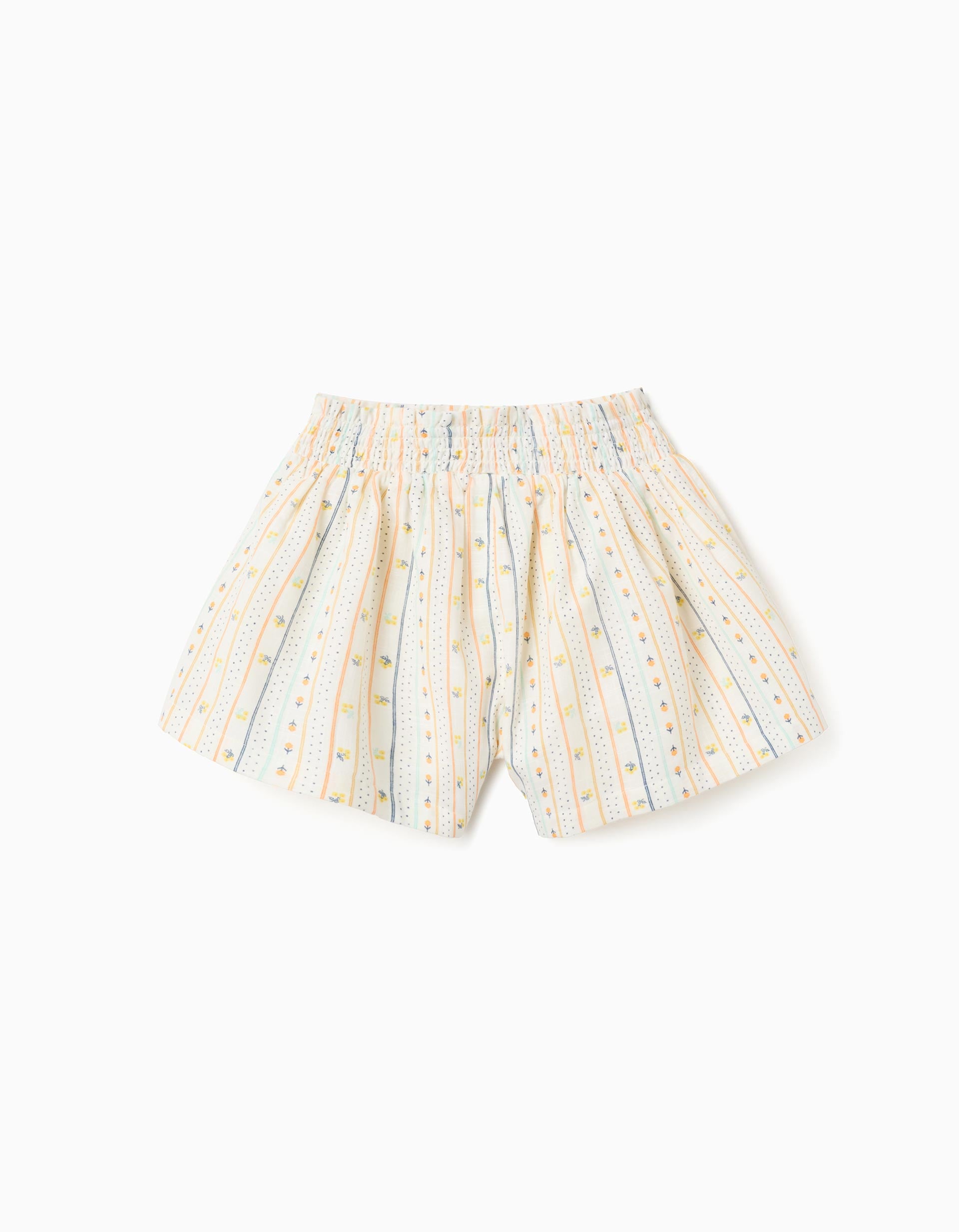 Calções de algodão com padrão floral para menina, multicolor
