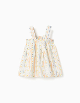 Top sem mangas de algodão com padrão floral para menina, multicolor
