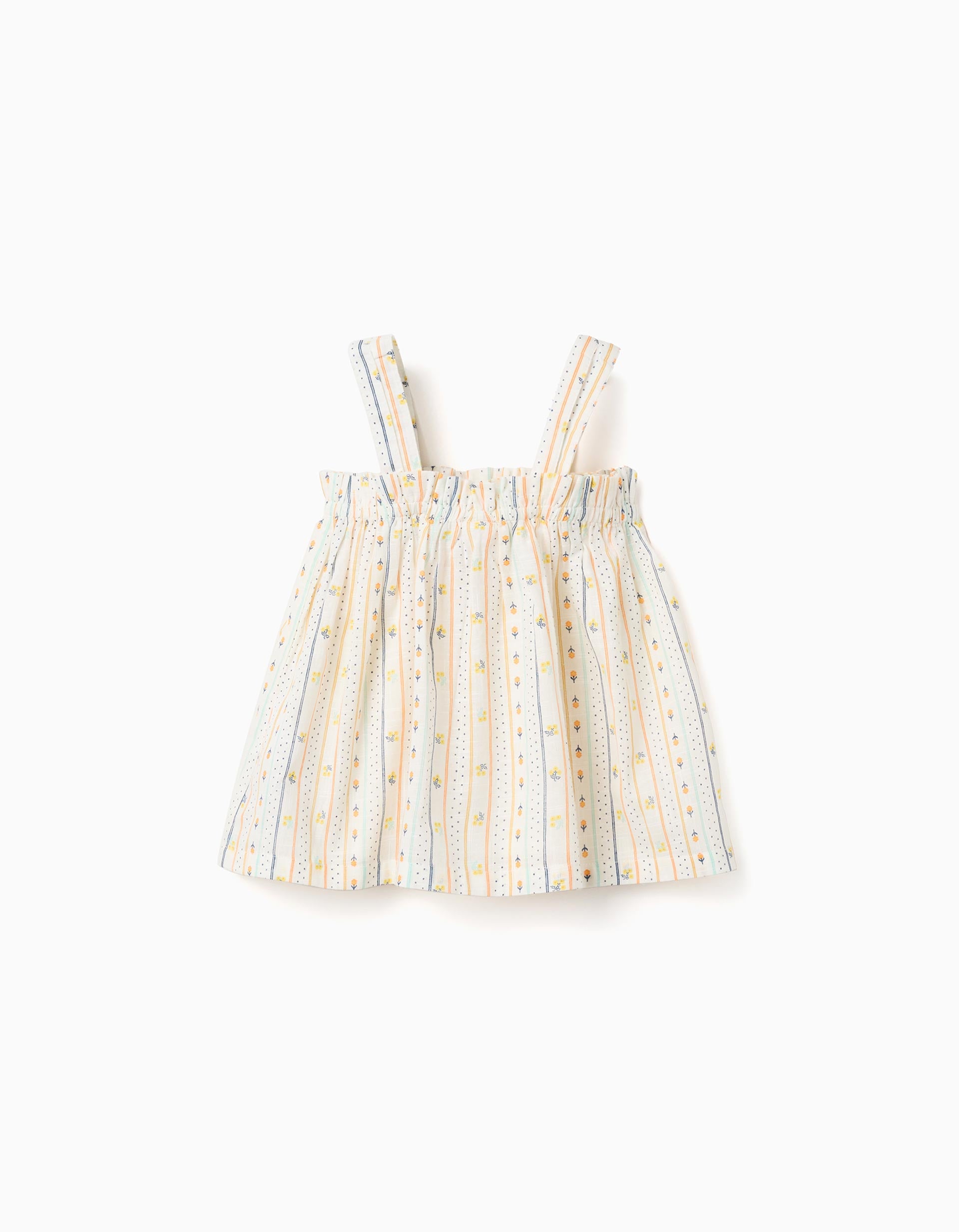 Top sem mangas de algodão com padrão floral para menina, multicolor