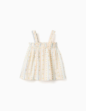 Top sem mangas de algodão com padrão floral para menina, multicolor