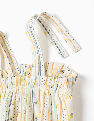 Top sem mangas de algodão com padrão floral para menina, multicolor