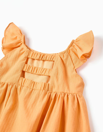 Robe en coton avec volants et doublure pour bébé fille, orange