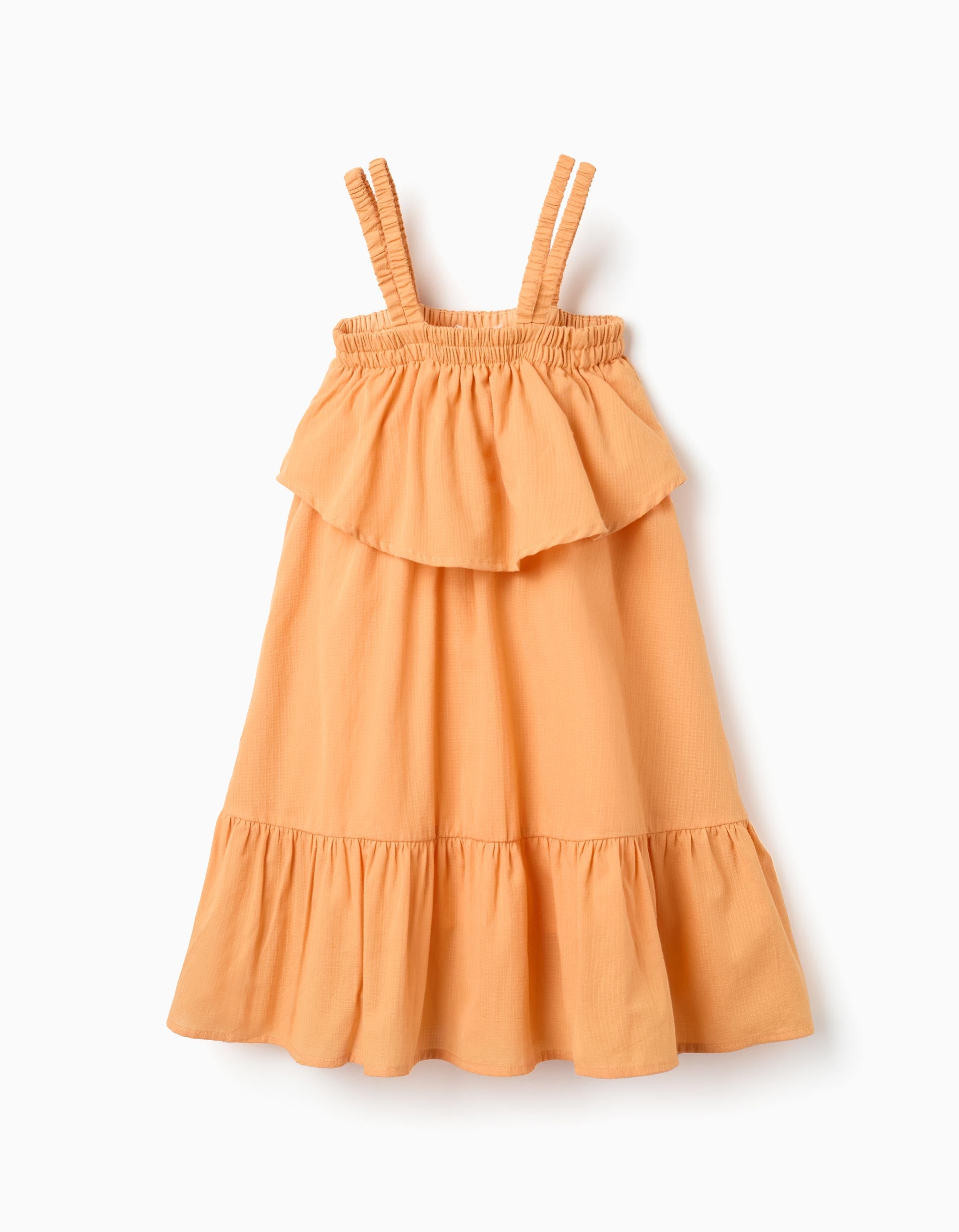 Vestido sem mangas de algodão com forro para menina, laranja