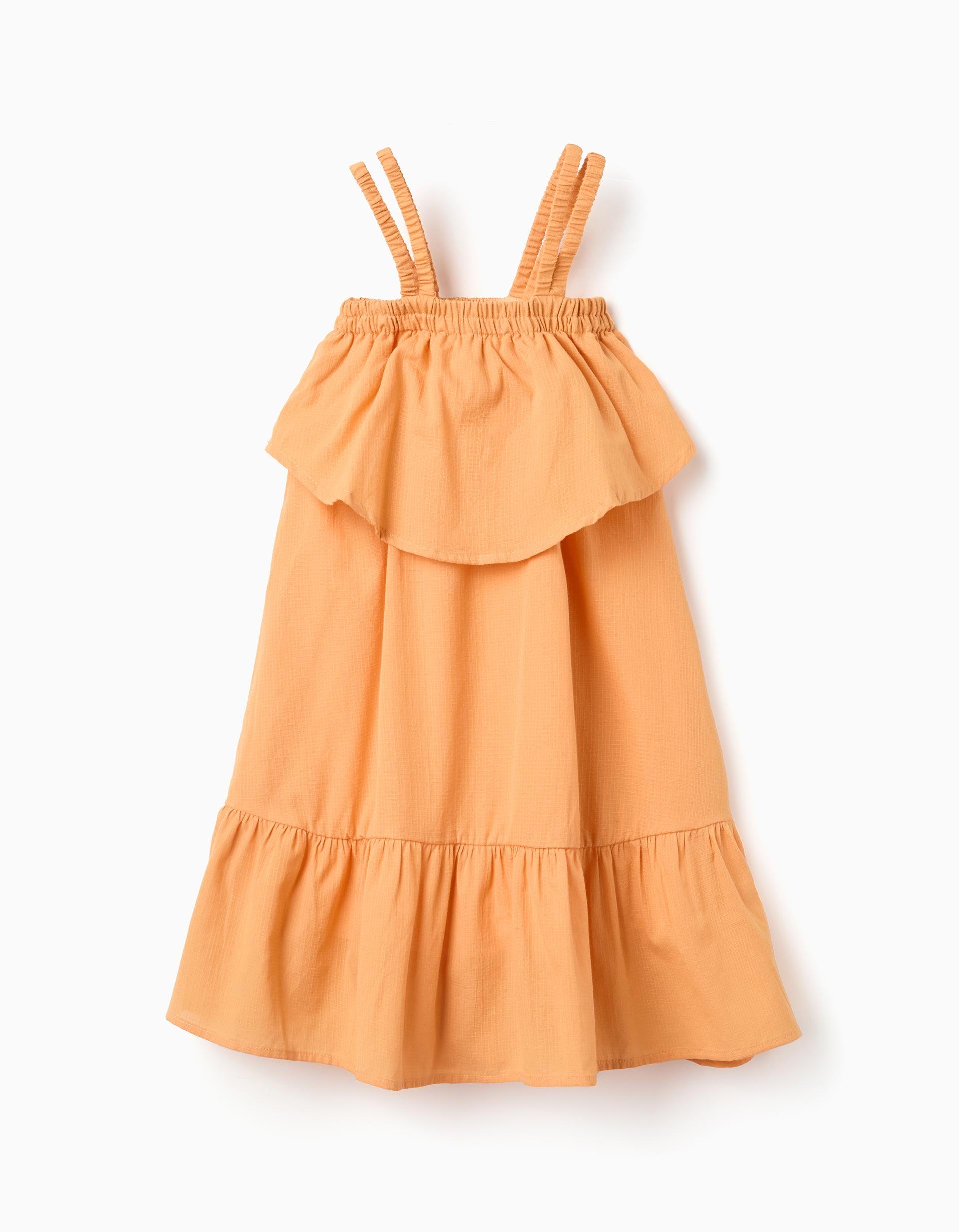 Vestido sem mangas de algodão com forro para menina, laranja