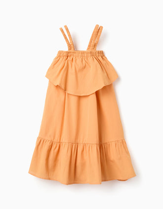 Robe sans manches en coton avec doublure pour fille, orange