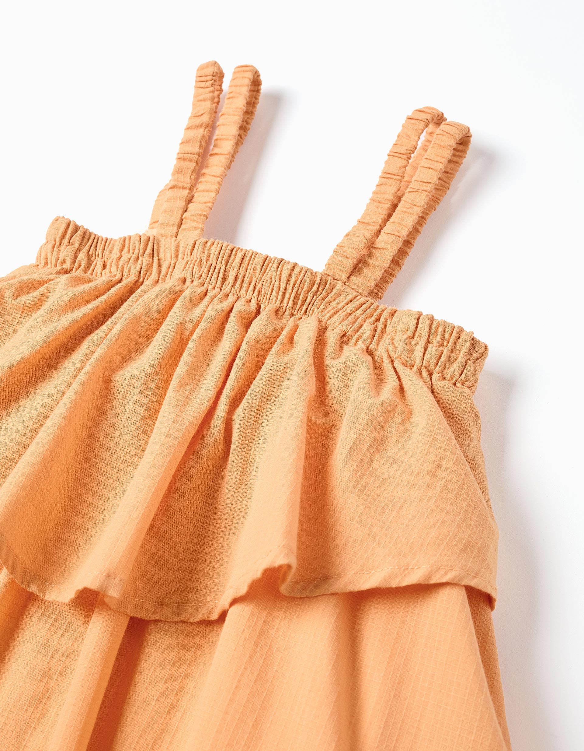 Vestido sem mangas de algodão com forro para menina, laranja
