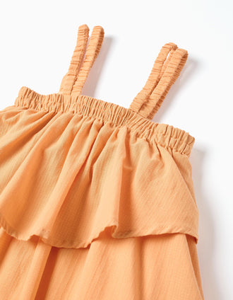 Robe sans manches en coton avec doublure pour fille, orange