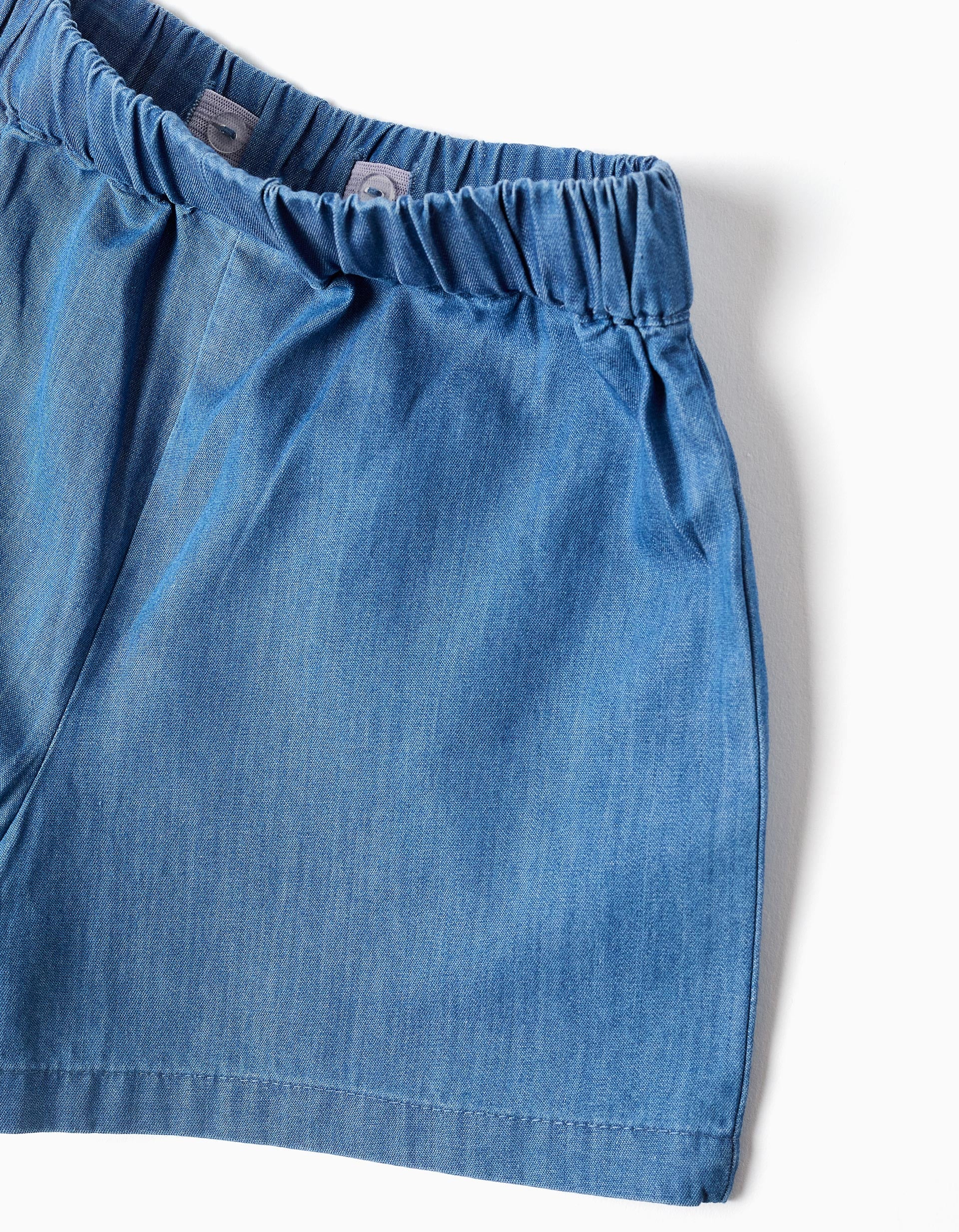 T-shirt com flores + calções de ganga para bebé menina, branco/azul