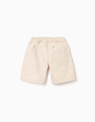 Bermuda midi de sarga con cordón para niño, beige claro