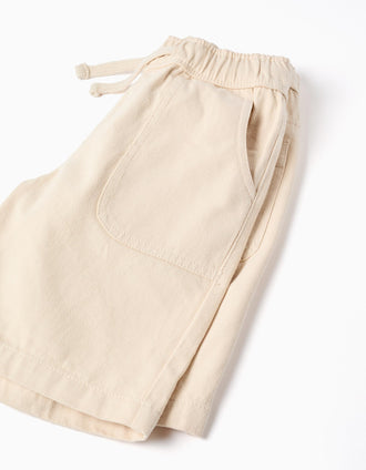Bermuda midi de sarga con cordón para niño, beige claro