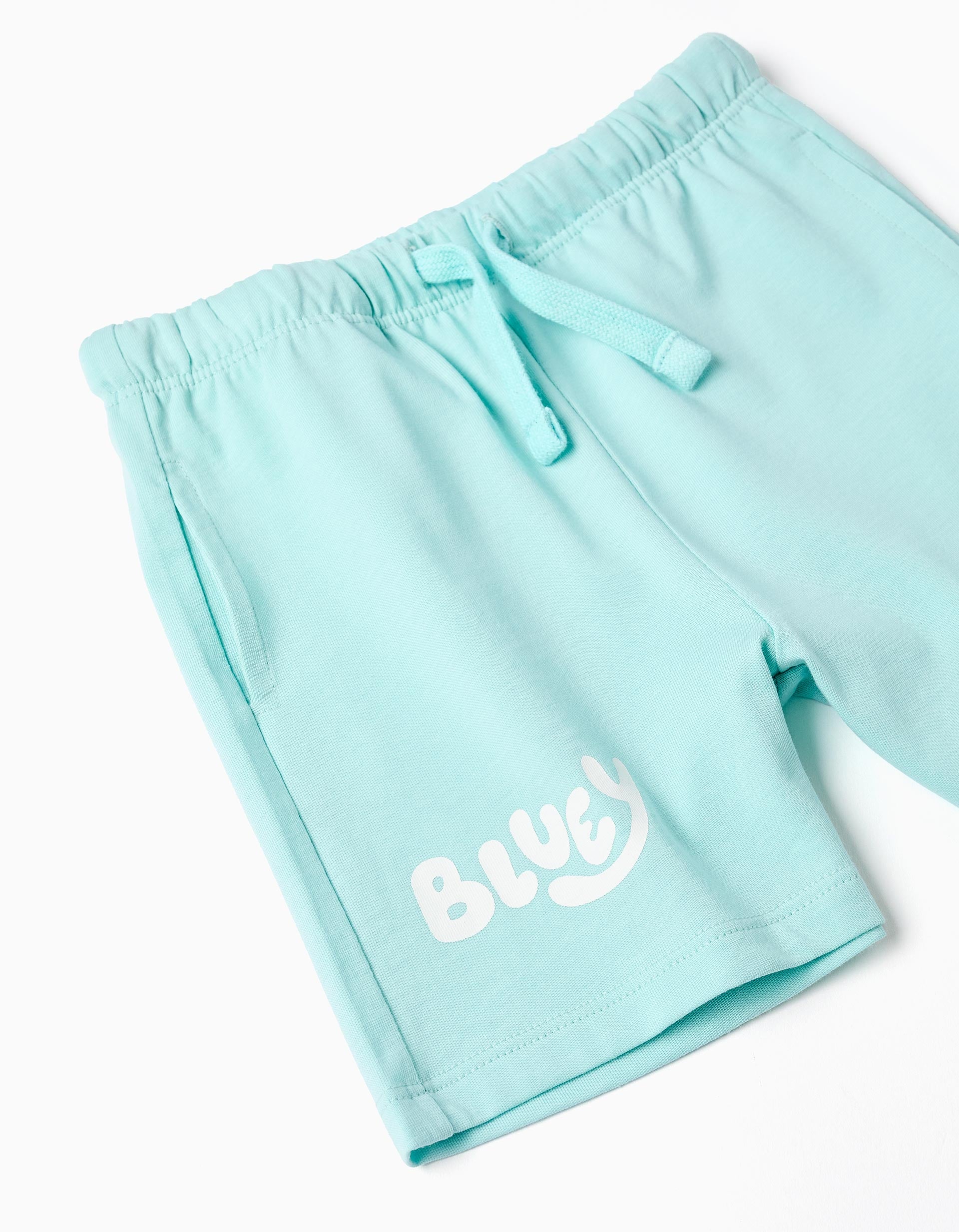 Cotton T-shirt + shorts with Bluey for babies and children, white/blue