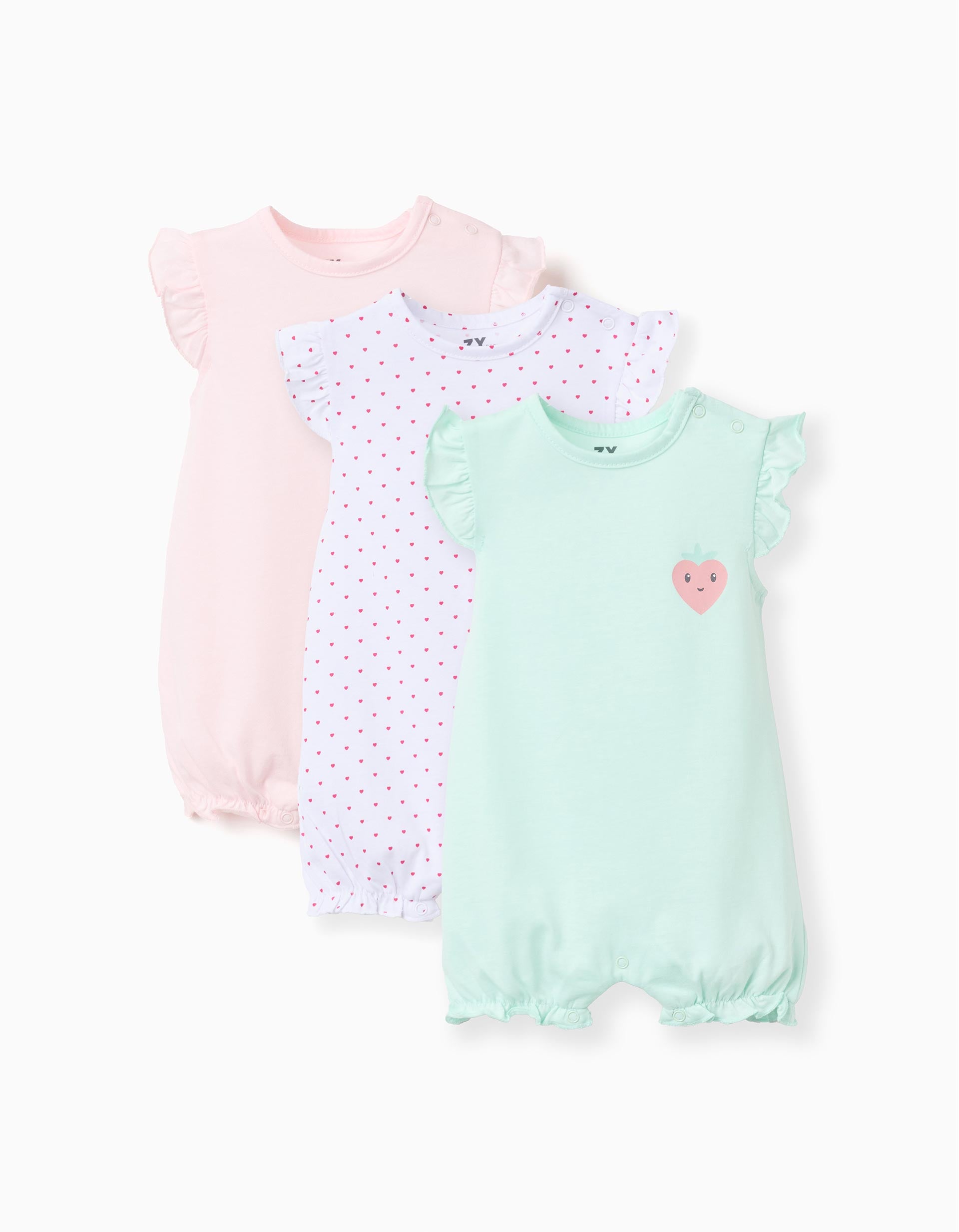 3 combishorts sans manches en coton pour nouveau-née et bébé, multicolore