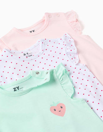 3 combishorts sans manches en coton pour nouveau-née et bébé, multicolore