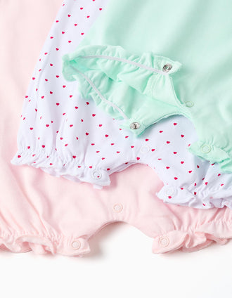 3 combishorts sans manches en coton pour nouveau-née et bébé, multicolore