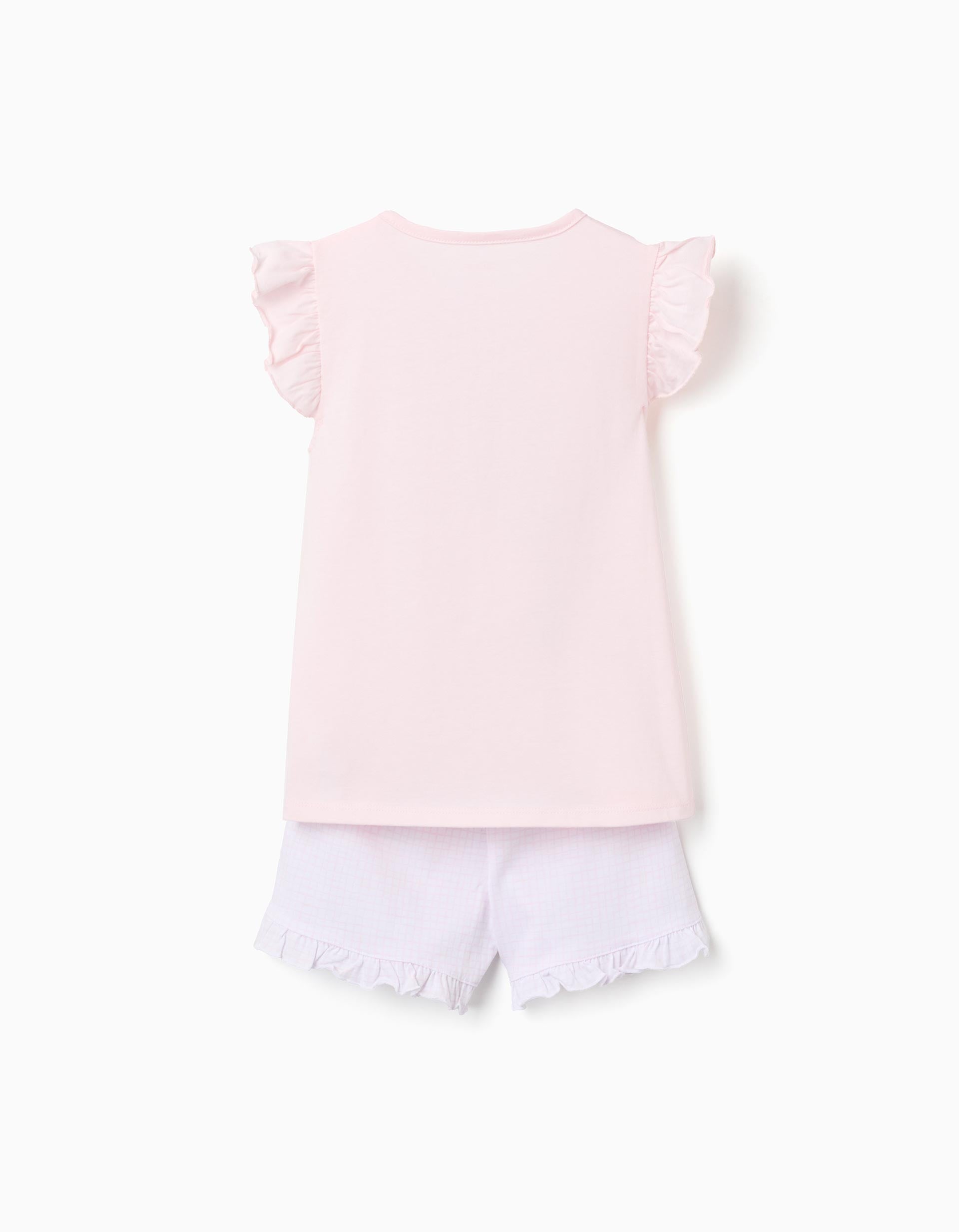 Pyjama court en coton avec imprimé Stitch pour fille, rose clair
