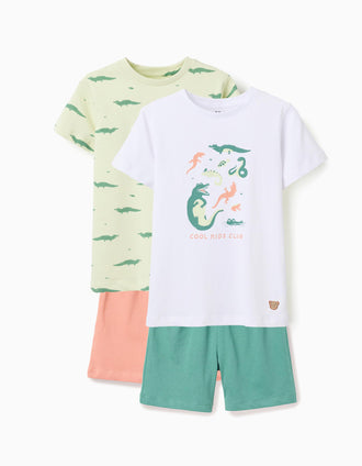 Lot de 2 pyjamas en coton à imprimé alligator pour garçon, multicolore