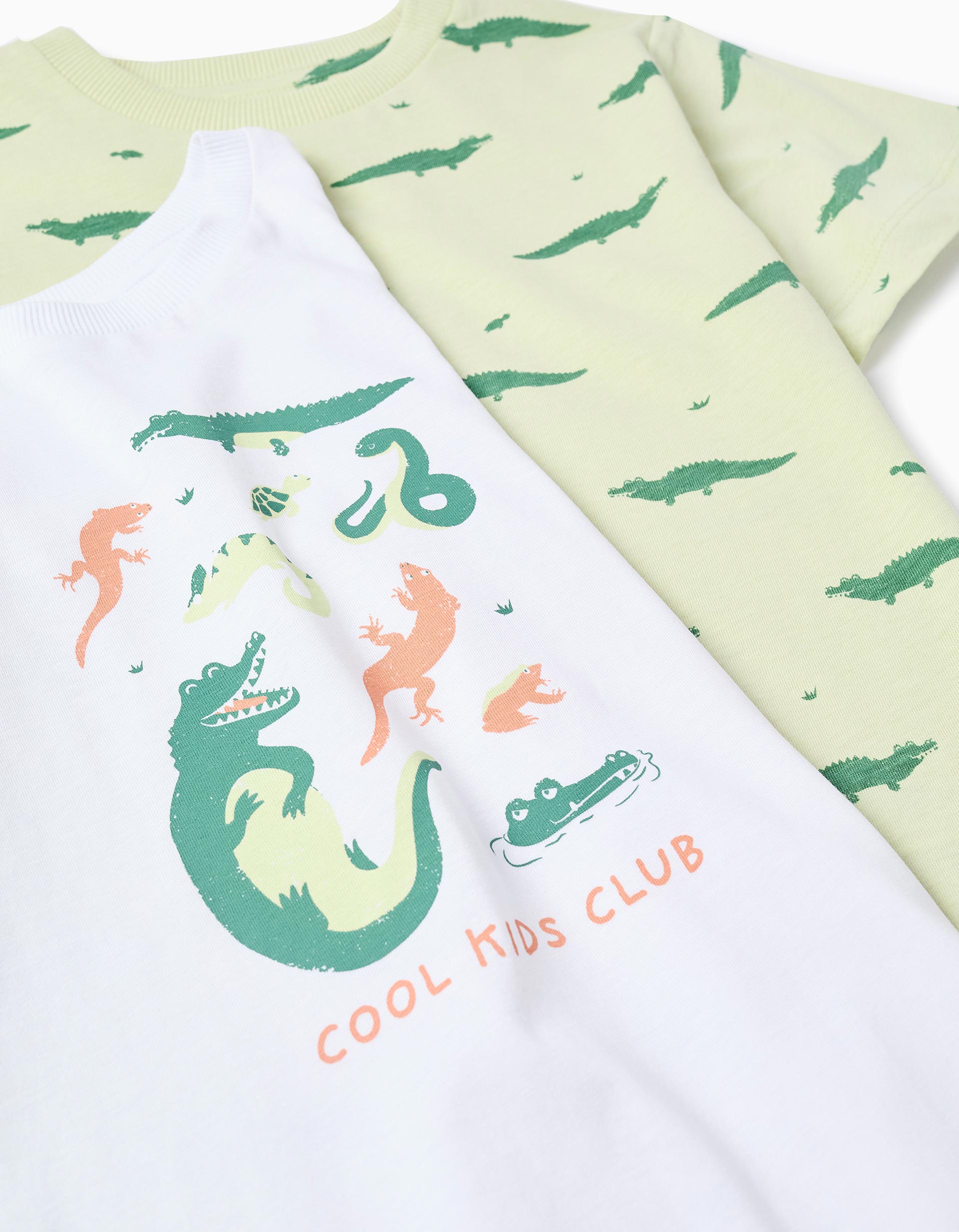 2 pijamas curtos com jacarés estampados para menino, multicolor