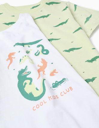 Lot de 2 pyjamas en coton à imprimé alligator pour garçon, multicolore
