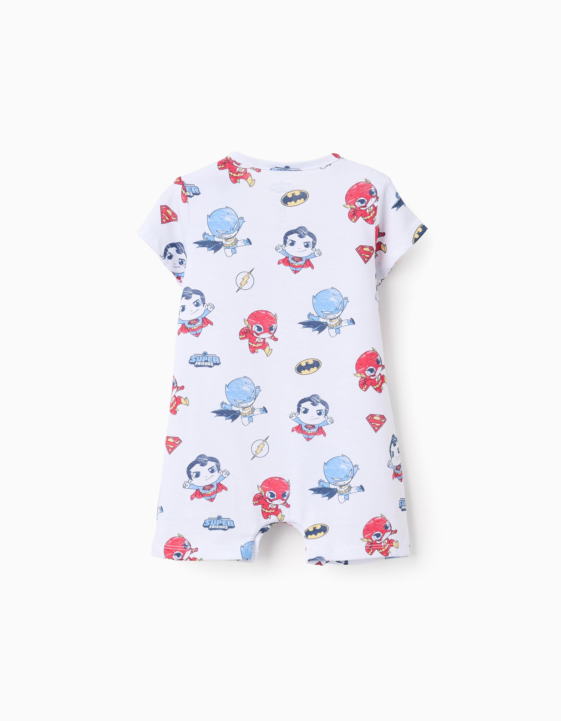 2 combishorts en coton avec Super Friends pour nouveau-né et bébé, blanc