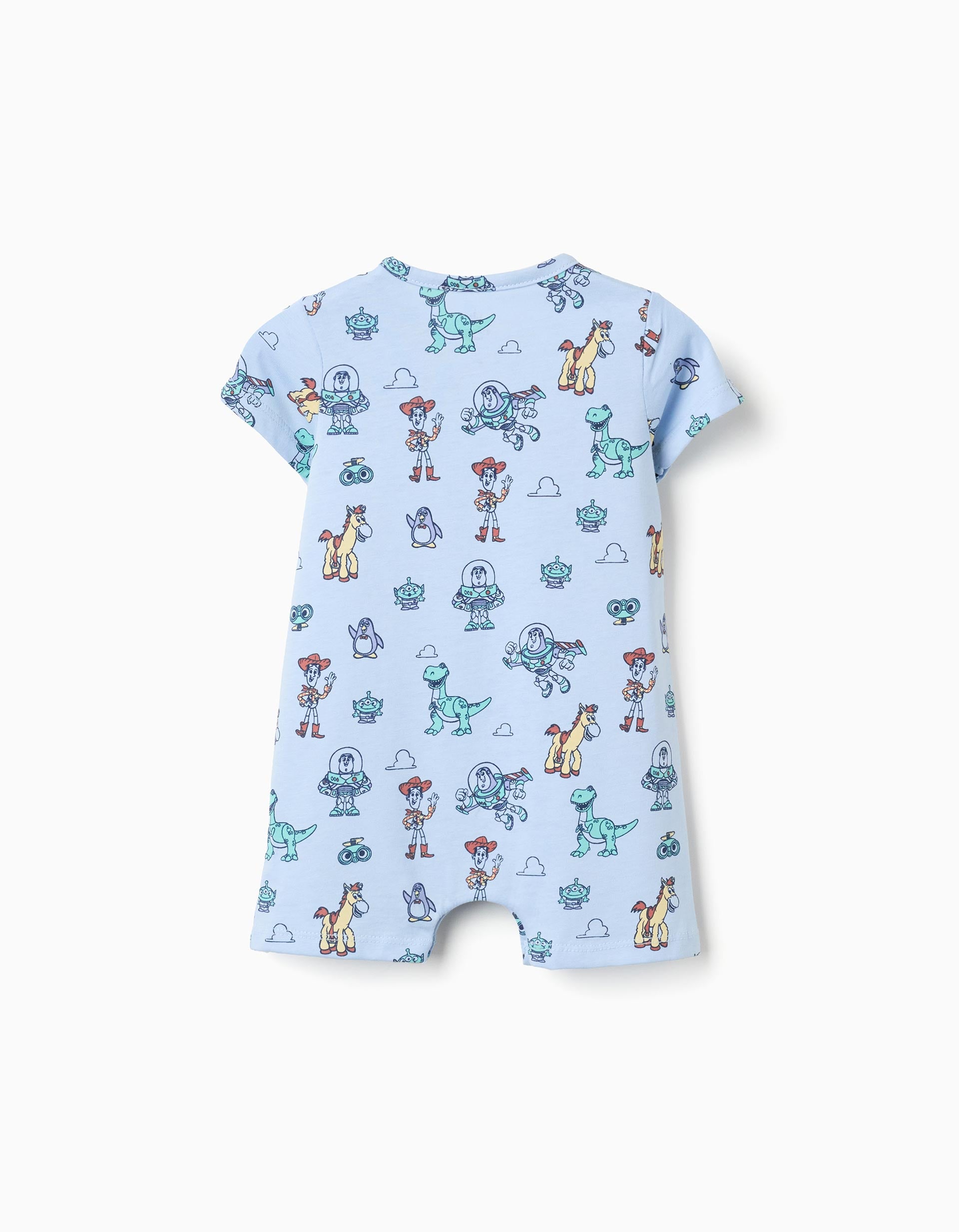 Cotton romper with Toy Story motif for newborn and baby boys, light blue