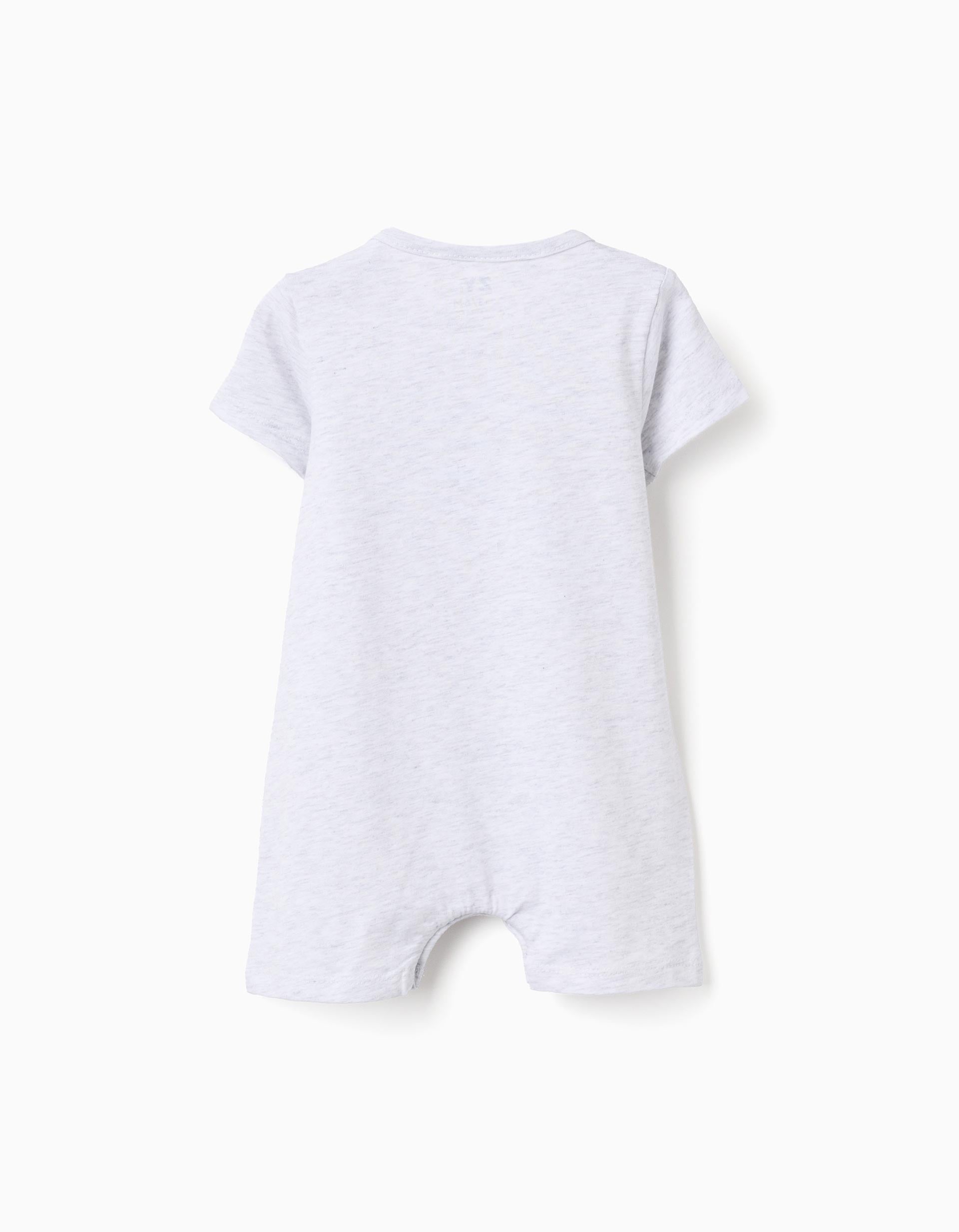 2 pijamas-macacões com estampados para recém-nascido e bebé, branco/cinza