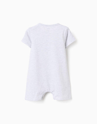 2 cotton rompers with crocodiles for newborn and baby boys, white/grey