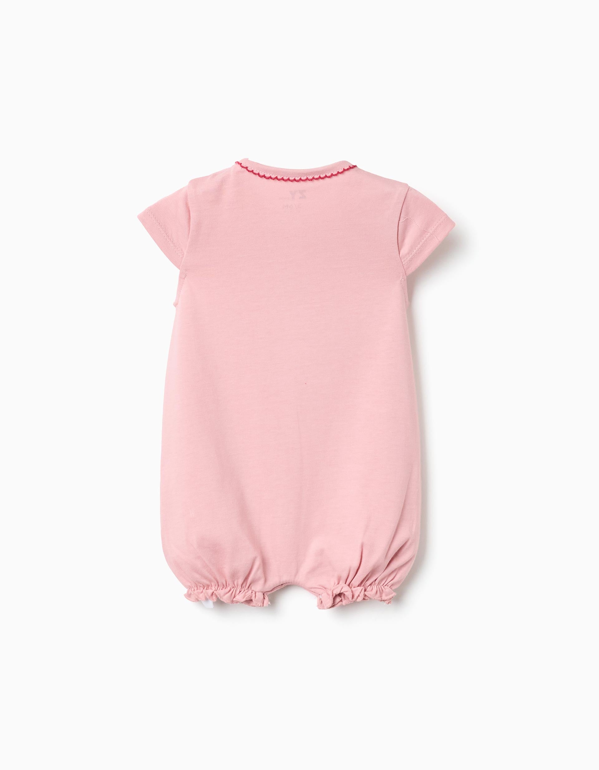 2 pijamas-macacões com estampados para recém-nascida e bebé, rosa