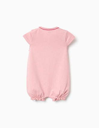 2 combishorts en coton avec imprimés pour nouveau-née et bébé, rose