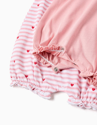 2 combishorts en coton avec imprimés pour nouveau-née et bébé, rose