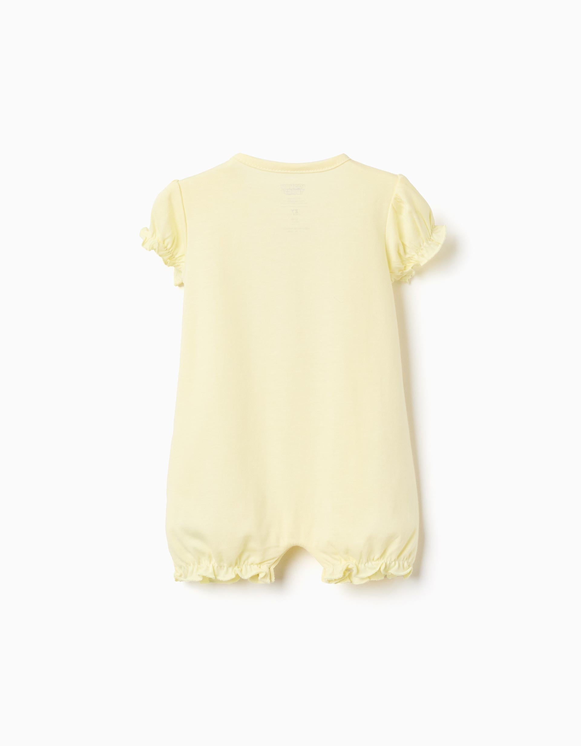 2 cotton rompers with Looney Tunes for newborn and baby girls, white/yellow