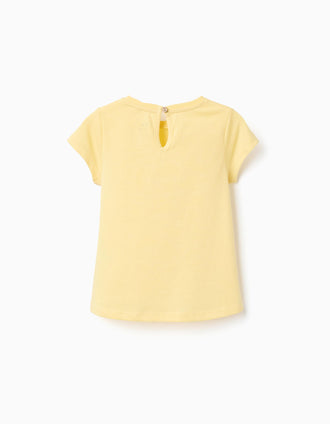 Camiseta de algodón con estampado en relieve para bebé niña, amarillo