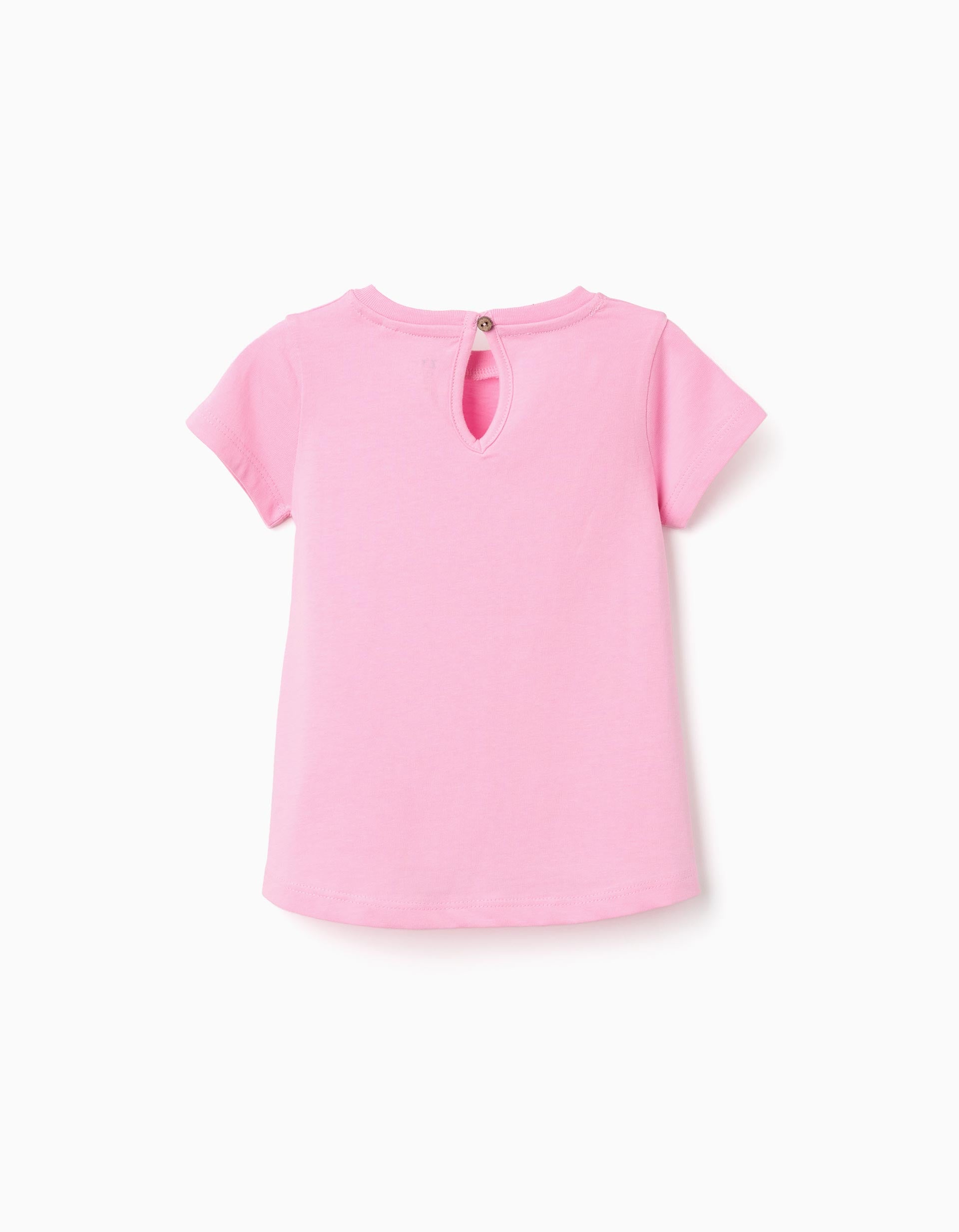 T-shirt en coton avec imprimé en relief à l'avant pour bébé fille, rose