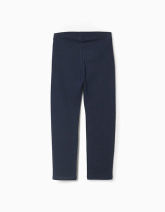 Pack de 2 leggins lisos/florales para niña, azul oscuro/claro