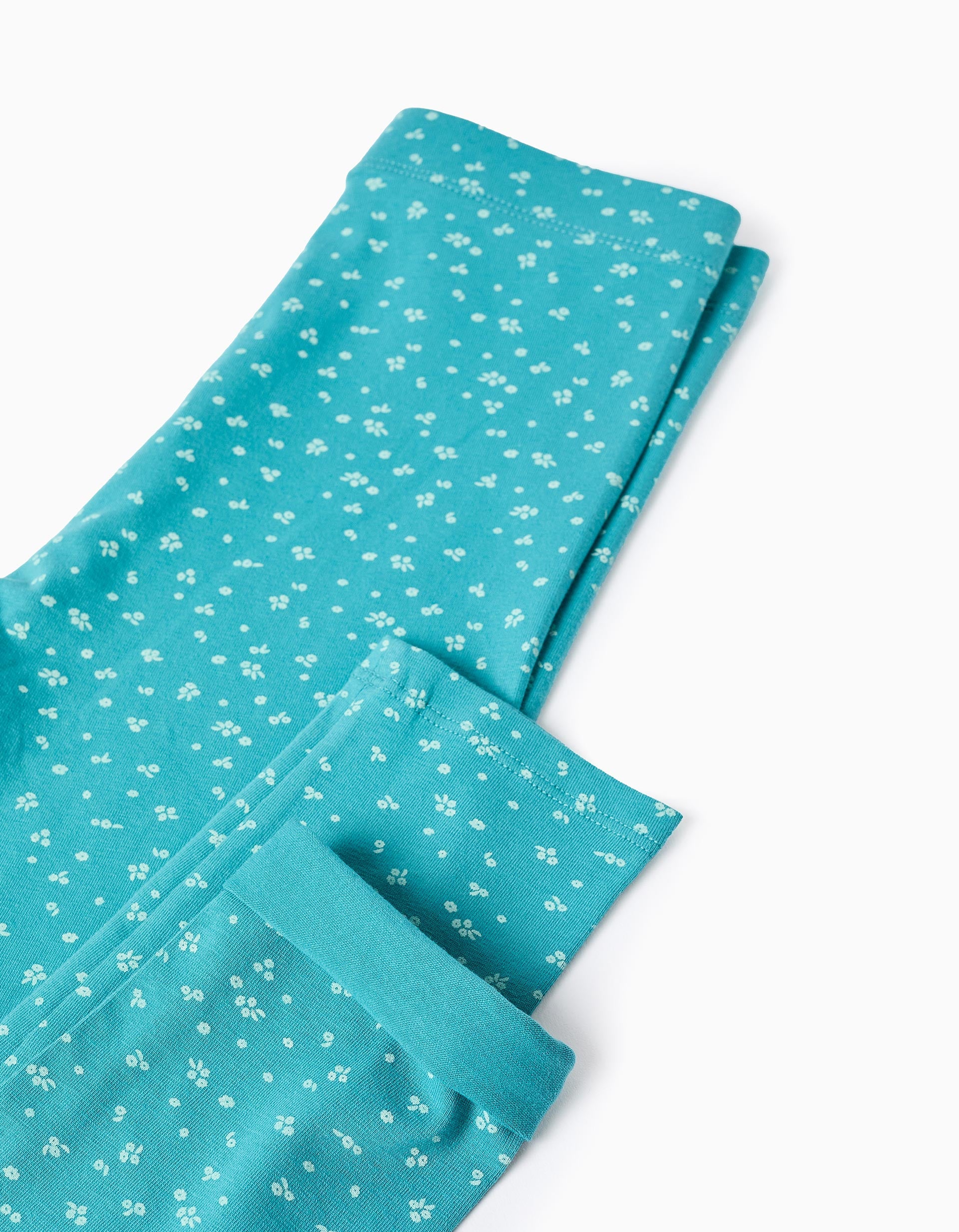 Pack de 2 leggings lisas/florais para menina, azul-escuro/claro