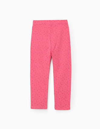 Pack de 2 leggings de algodão lisas/florais para menina, cinza/rosa