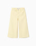 Wide leg twill trousers for girls, light yellow