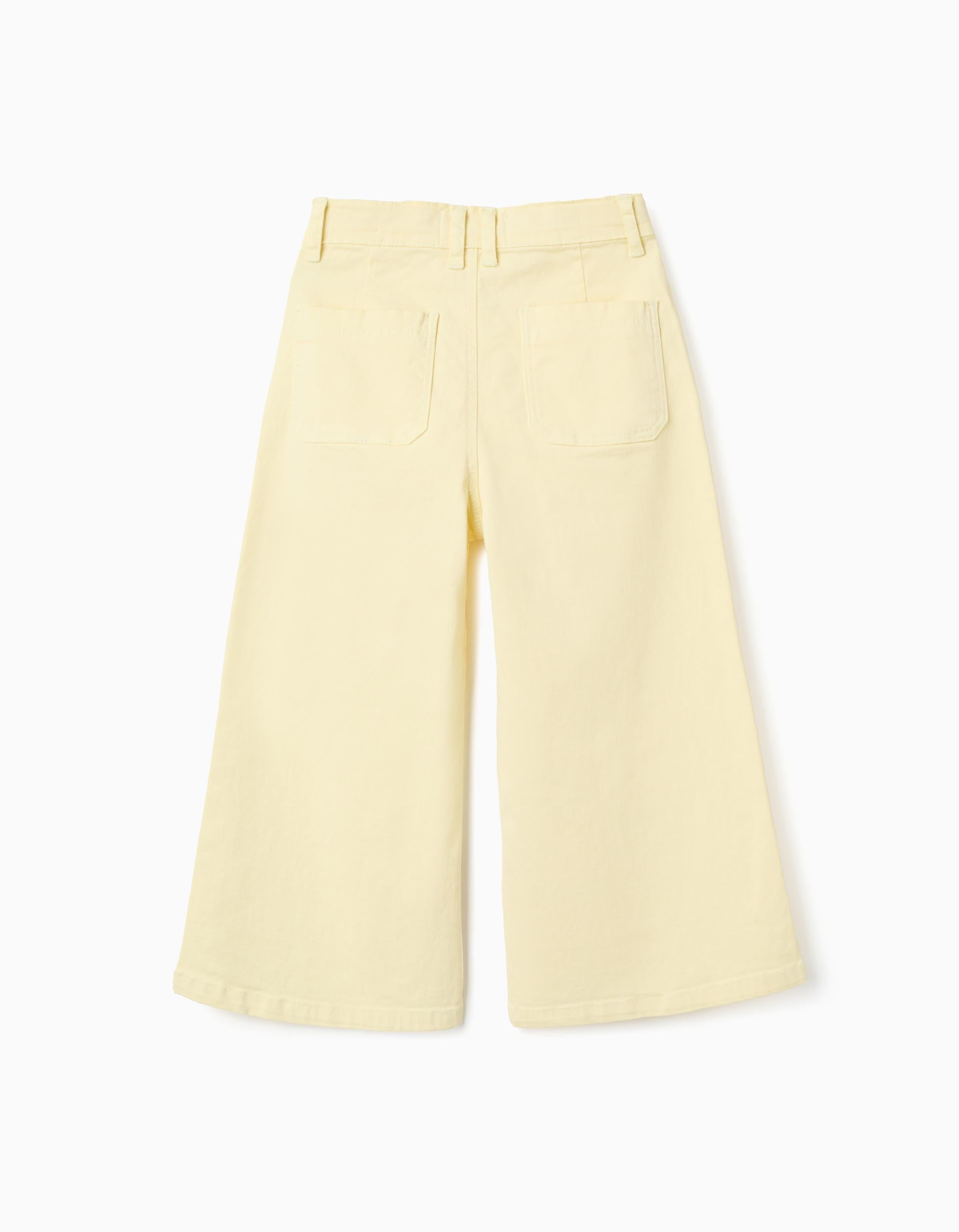 Pantalon en sergé à jambe large pour fille, jaune clair