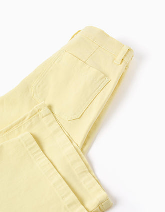 Calças de sarja wide leg para menina, amarelo-claro