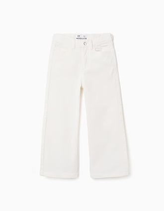 Calças de sarja wide leg para menina, branco