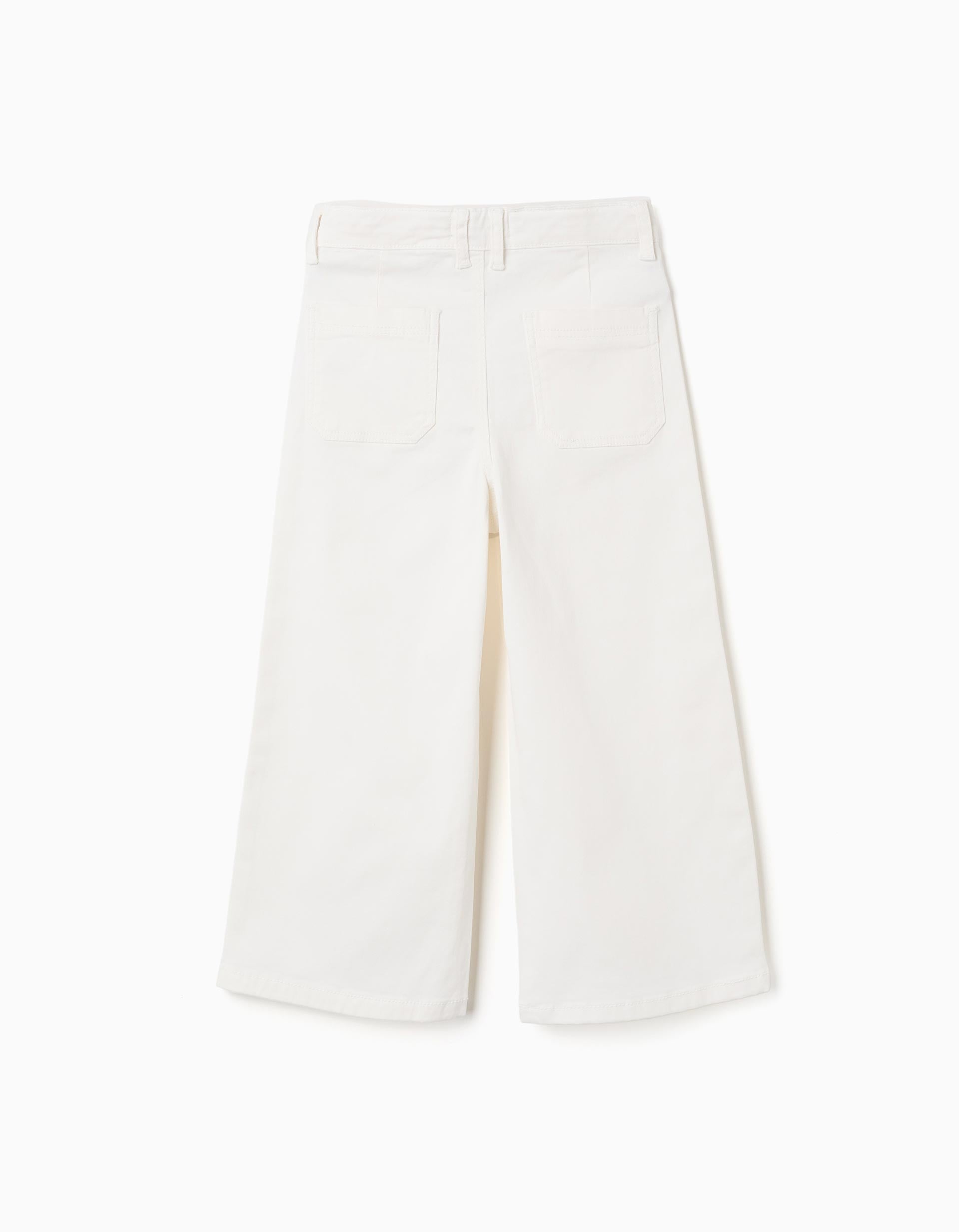 Calças de sarja wide leg para menina, branco