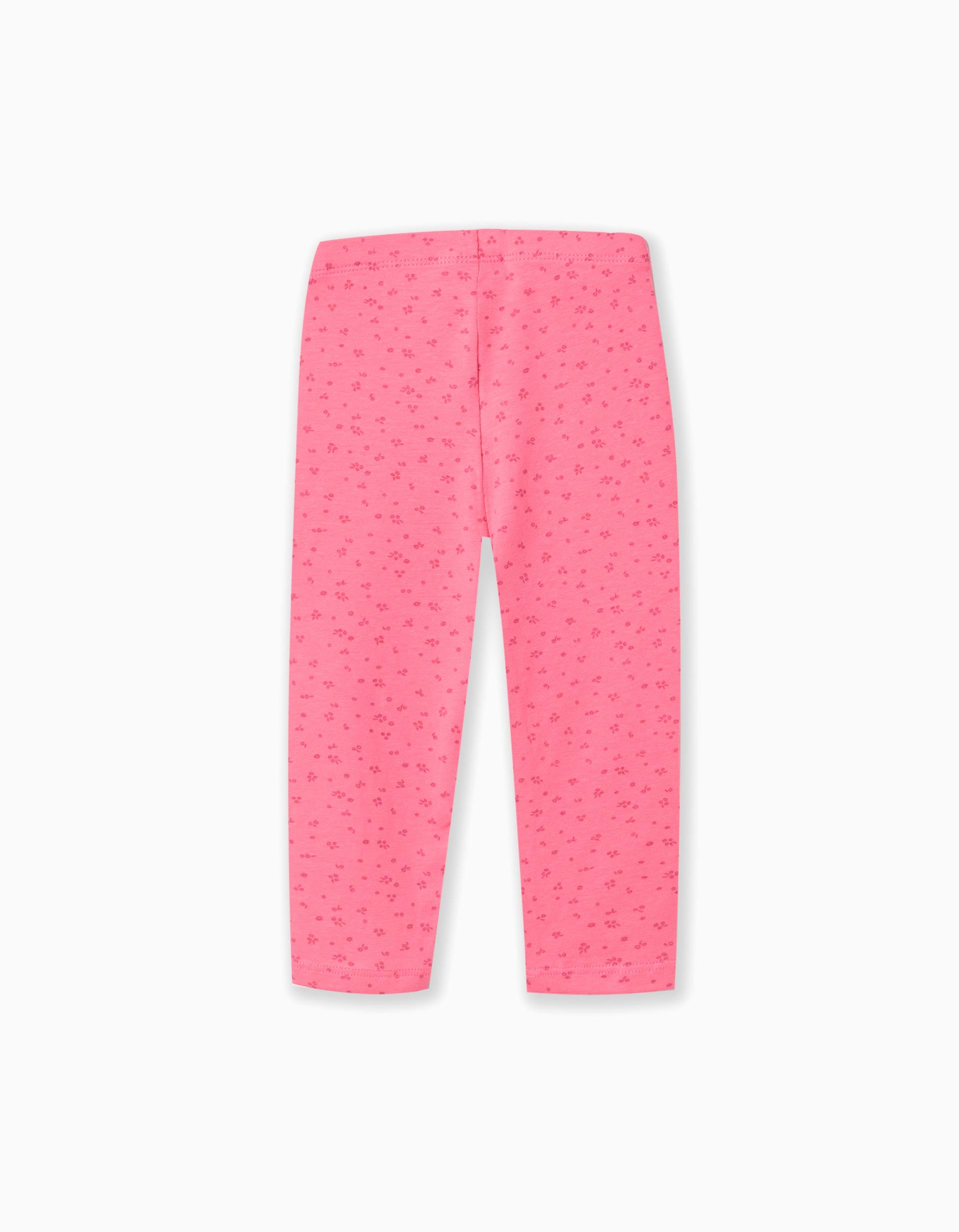 Pack of 2 plain/floral leggings for baby girls, grey/pink