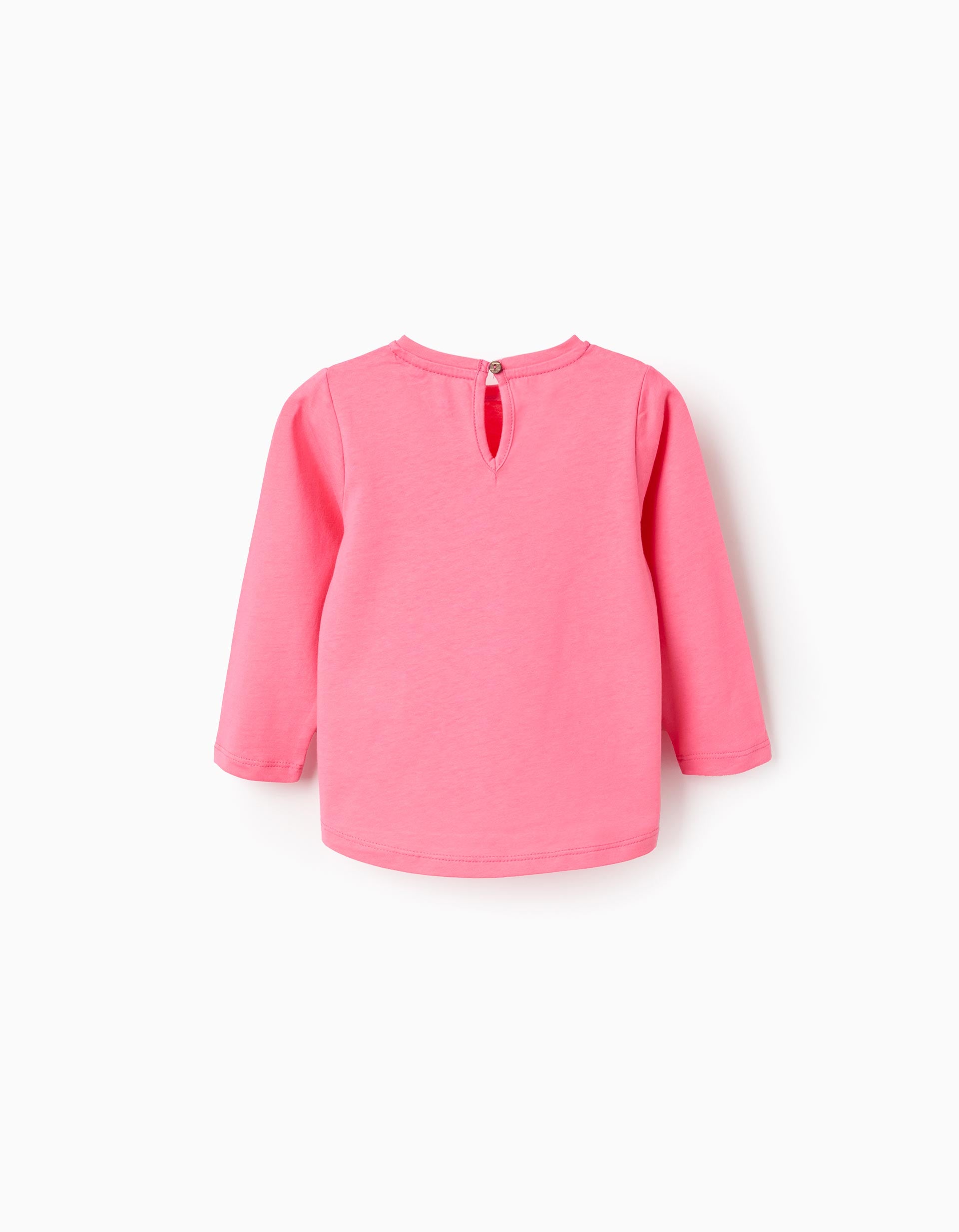 Pack of 2 long sleeve T-shirts with prints for baby girls, white/pink