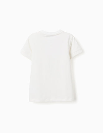 T-shirt en coton avec imprimé Everything pour garçon, blanc