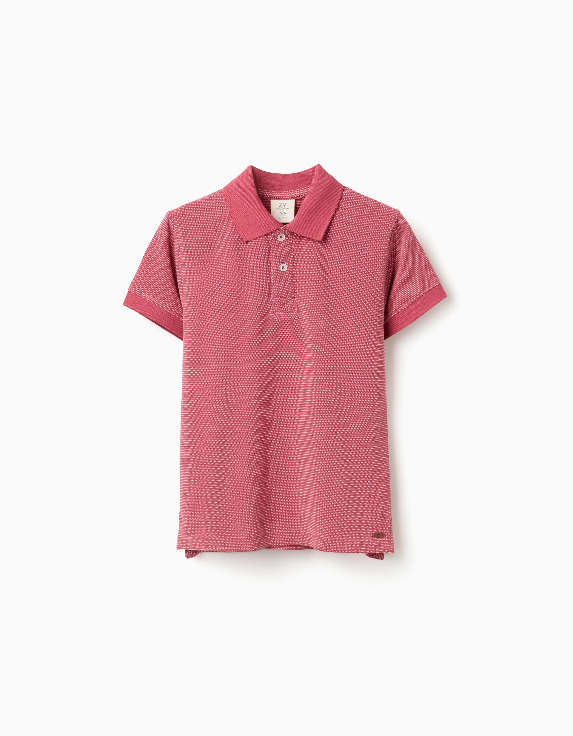 Cotton piqué polo shirt with jacquard dots for boys, dark pink