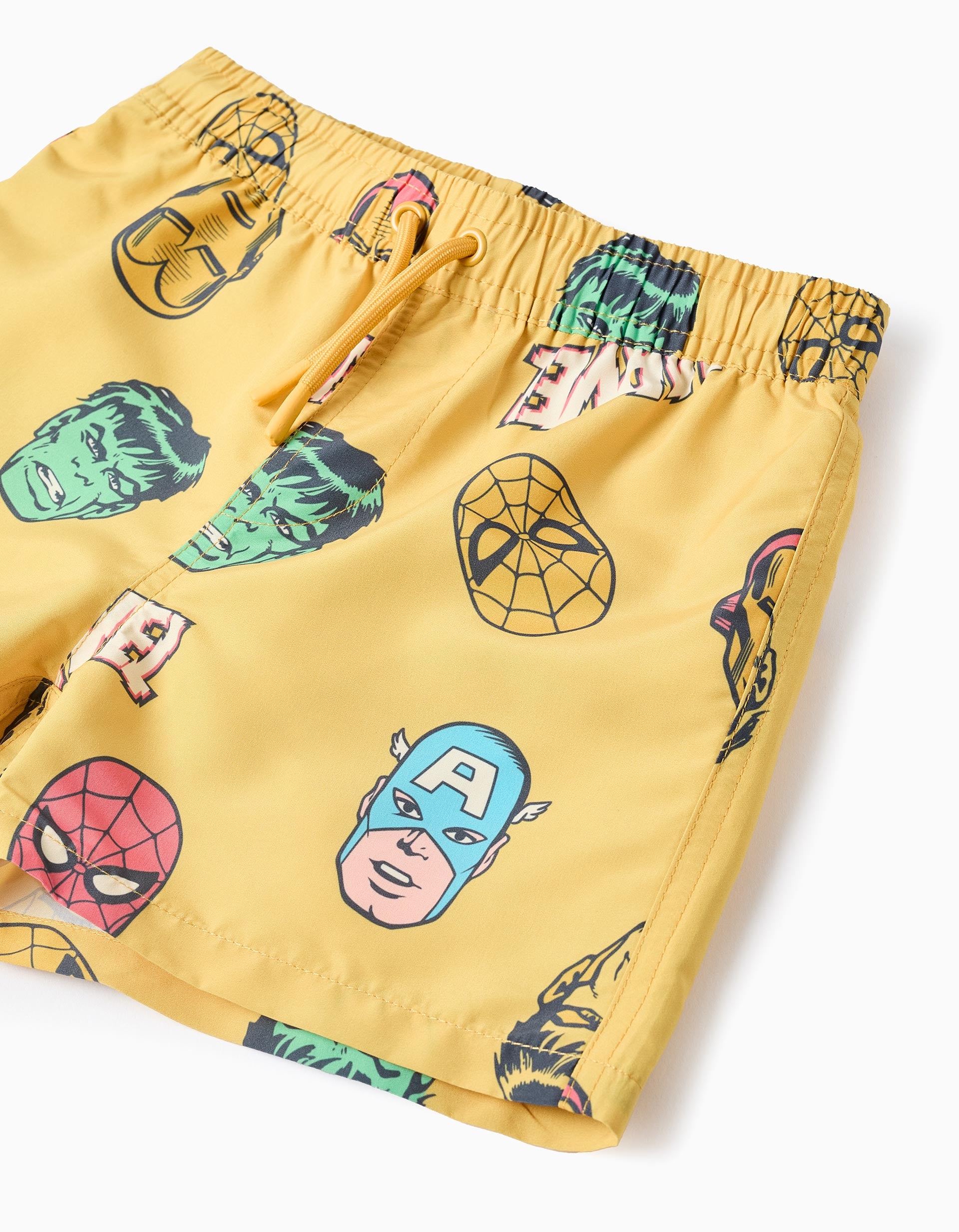 Calções de banho com motivo Marvel e cordão para menino, amarelo