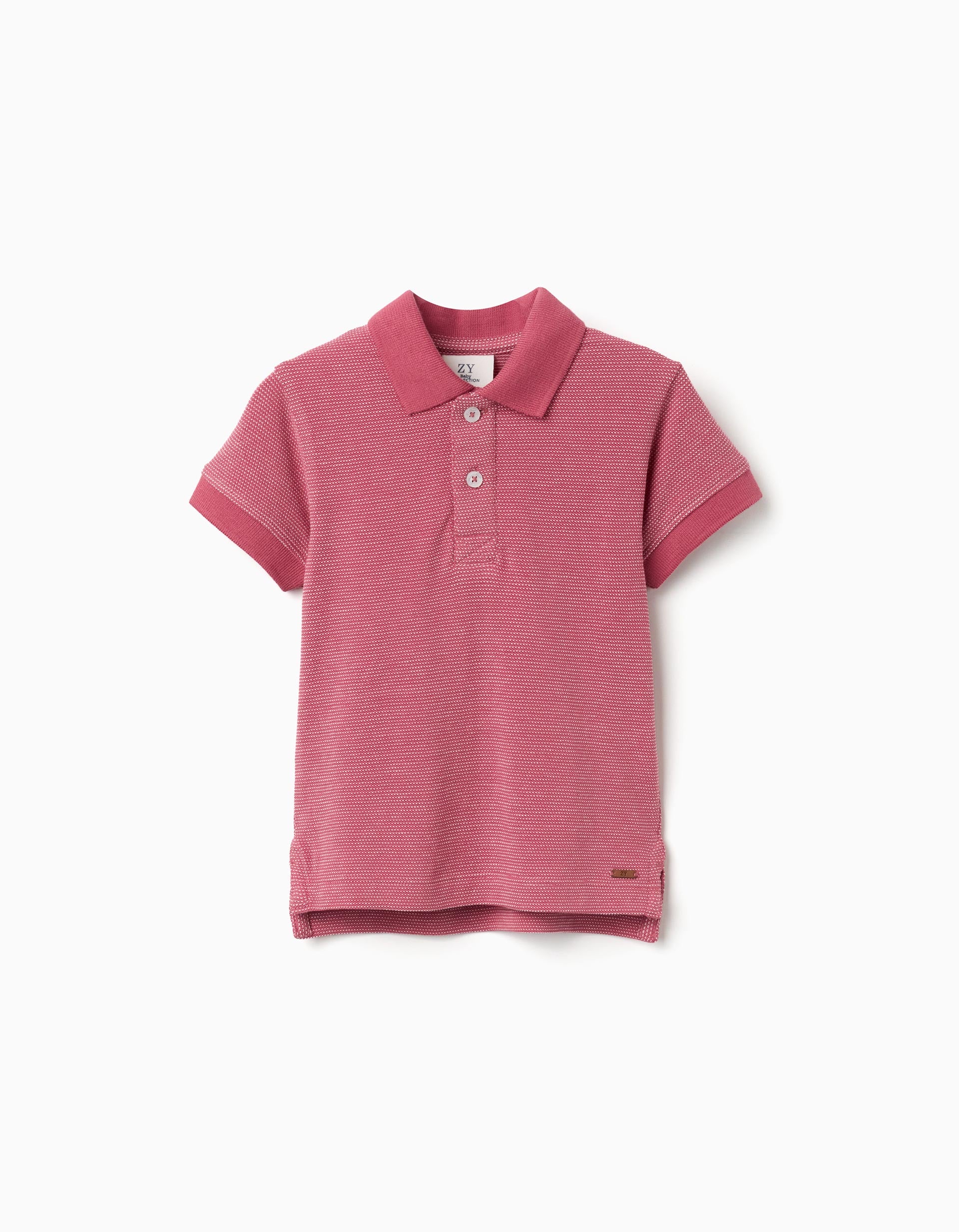 Polo en piqué avec pois jacquard pour bébé garçon, rose foncé