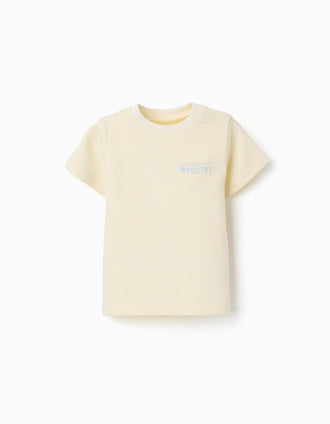 T-shirt em algodão canelado Poetry para bebé menino, amarelo