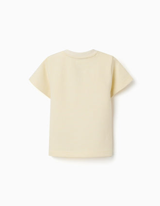 T-shirt em algodão canelado Poetry para bebé menino, amarelo