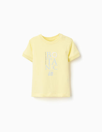 T-shirt em algodão com estampado Botanic para bebé menino, amarelo